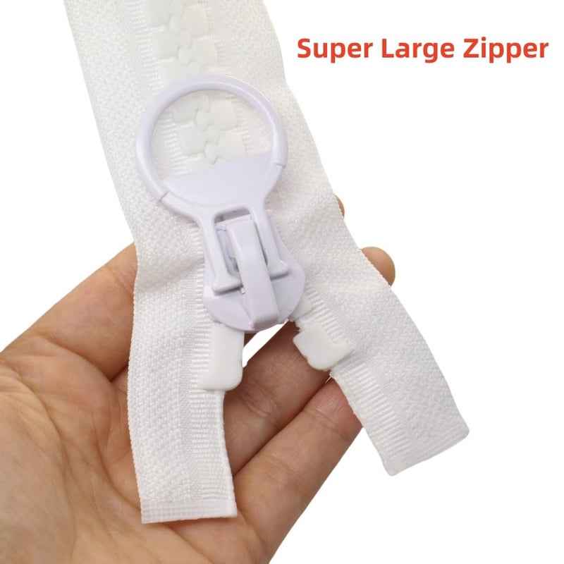 YaHoGa 200cm #20 Super Large Separating Giant Plastic Zippers for Sewing Tents Coats Overcoats Boat Cover Canvas Heavy Duty Huge Resin Zippers (78" White) - Image 2